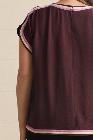 Color Pop Trim Top in Chocolate