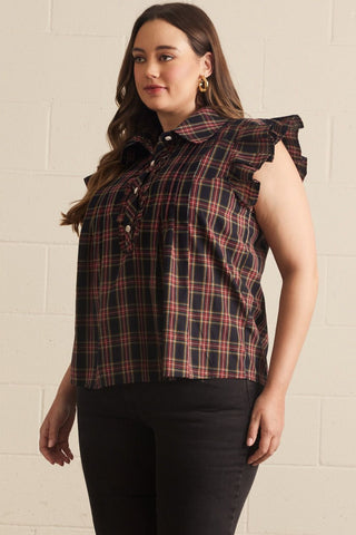 Navy Perfectly Plaid Blouse