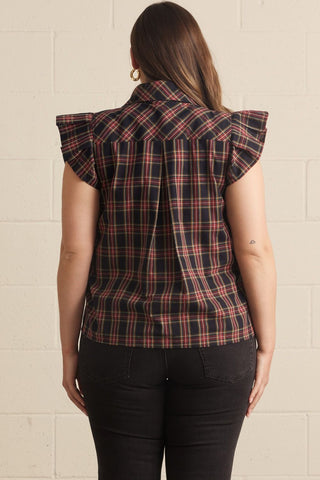 Navy Perfectly Plaid Blouse