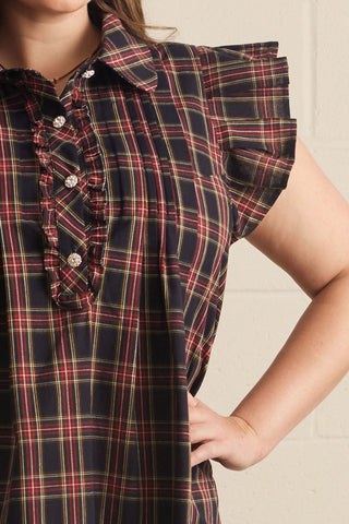 Navy Perfectly Plaid Blouse