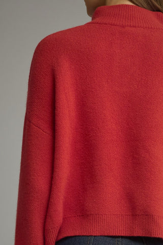 Red Henley Button Sweater