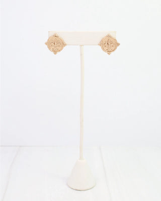Fleur de Lis Stamp Stud Earrings
