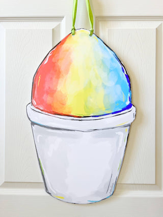 Rainbow Snoball Door Hanger