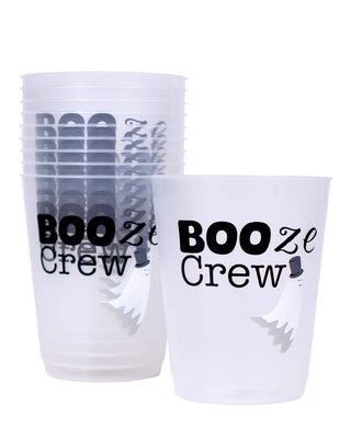Booze Crew Party Cups   Frosted/Black/White   16oz   Set of 10