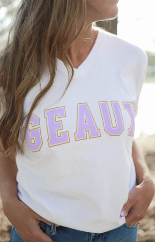 Geaux Block V-Neck Tee