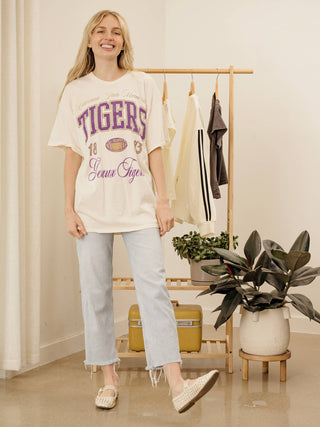 LSU Tigers Off White Thrifted Tee