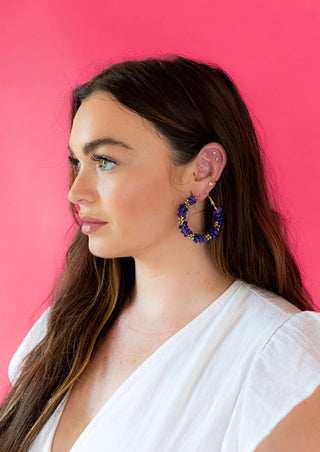 Purple & Gold Sequin Hoop Earrings